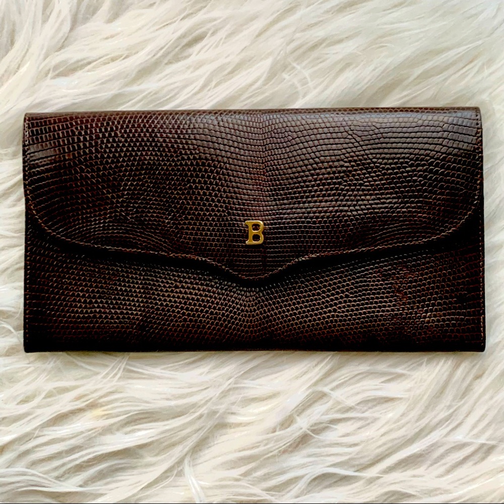 Vintage Bally Genuine Lizard Wallet Chocolate Brown Made in Italy - Picture 15 of 15